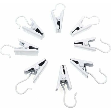 Curtain Clips - Stainless Steel 430 - Indoor Outdoor Use - White - 100 Pieces (1/5)