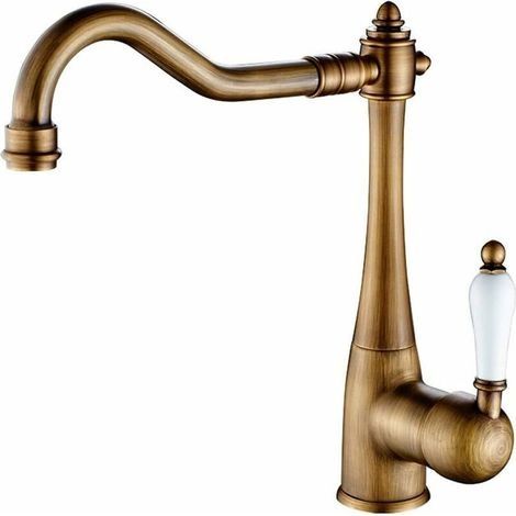 Robinet mitigeur lavabo haut en laiton antique à poser (1/5)