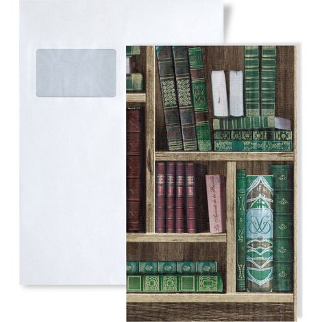 1 SAMPLE PIECE S-81155BR28 EDEM BRAVO books design Wallpaper SAMPLE in DIN A4 size