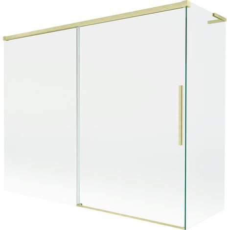 Mexen Rox L mampara de ba帽o corredera de 2 hojas 190 + 90 x 150 cm, transparente, oro cepillado - 8C9L-190-090-55-00