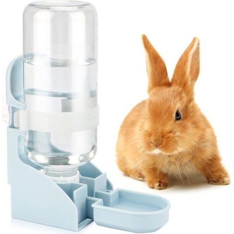 HOXILEELEOBouteille d'eau pour lapin sans goutte-17oz, fontaine à eau suspendue, distributeur automatique, distributeur d'eau pour cage,bleu (1/5)
