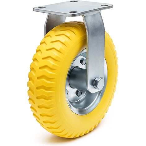 Rueda fija 225x58mm Llanta metálica Soporte montaje fijo Anti-pinchazos Robusta Carretilla Remolque