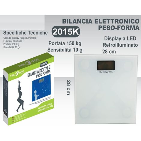 Bilancia pesapersone digitale elettronica di precisione fino 180kg in vetro dieta precisa e sicura (1/5)