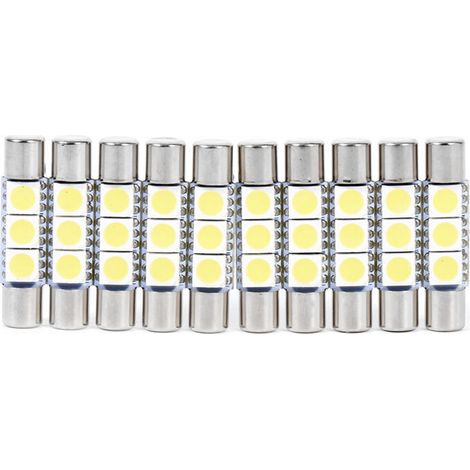 10pcs 3-smd 29-30mm 6641 fusible ampoule led miroir de courtoisie lumière pare-soleil lampe blanc (1/5)