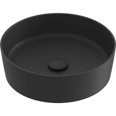 Ravak UNI - Lavabo sobre encimera, diámetro 40 cm, sin rebosadero, sin orificio para grifería, negro mate XJX0D140001 (1/4)