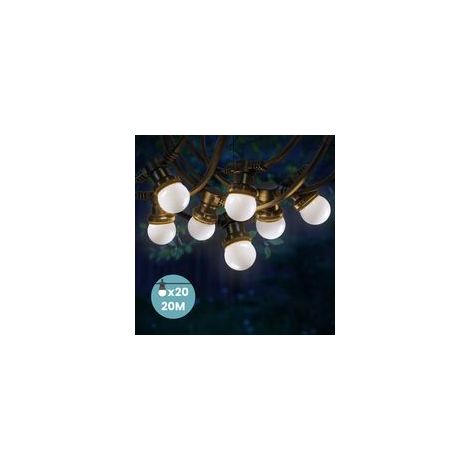 Guirlande lumineuse extérieure 20 m blanc IP65 – 20 ampoules LED E27 dimmables – Idéale pour terrasse et événements