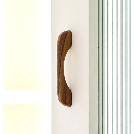Poignée d'Armoire en Bois Massif Longue Style Moderne Minimaliste Brut (2, Noyer Noir, 96mm)