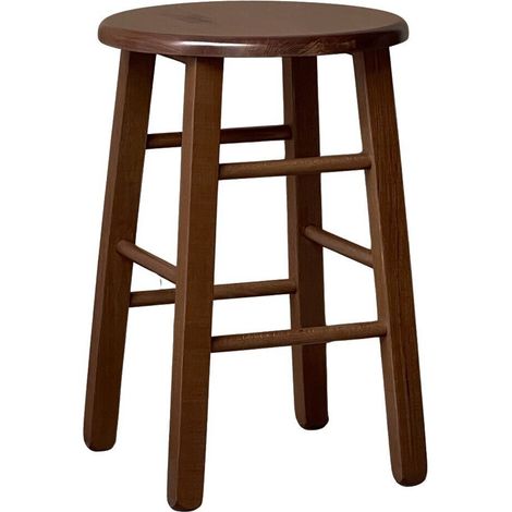 Sgabello con seduta rotonda h 47cm color noce scuro gamba dritta
