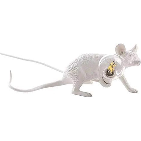 Lampe De Table Forme De Souris Résine De Bureau Lampe De Chevet Légère Décoration pour La Maison(blanc,Lie down) (1/5)