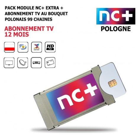 Pack Module NC+ Extra + Abonnement Tv 12 mois Pologne 99 chaines Nationales et Internationales, HD, Satellite (1/4)