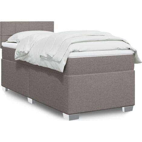 Boxspringbett mit Matratze Taupe 90x200 cm Stoff