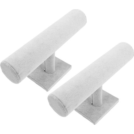 Lot de 2 supports en velours gris pour bracelets, bijoux, chouchous, élastiques à cheveux et montres. Idéal pour le rangement de la maison. (1/5)