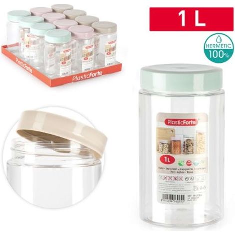 1 Pezzo Barattolo da Cucina Multiuso in Plastica Montecarlo 1 Litro 3 Colori