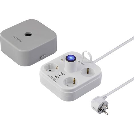 Sygonix SY-6788330 Multipresa a cubo 4 vie Grigio, Bianco Schuko 1 pz. (1/5)