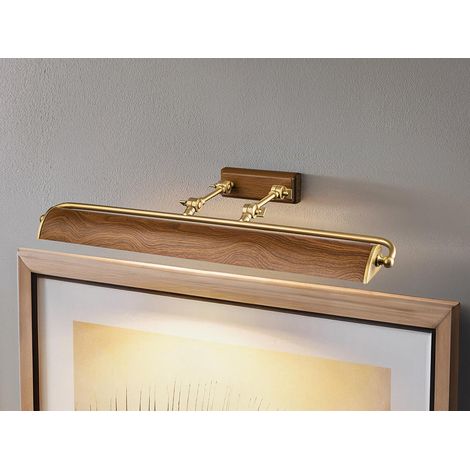 Große Bilderleuchte WINCHFIELD verstellbar, Holzoptik-Altmessing, B: 70cm (1/5)