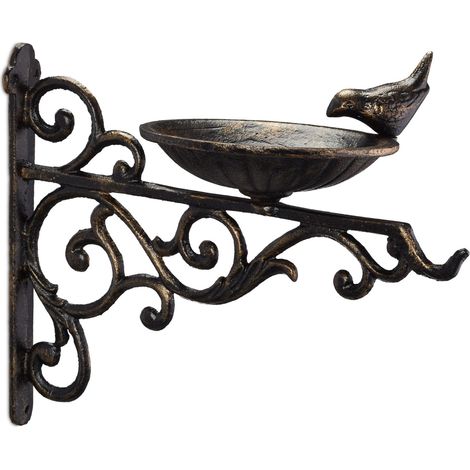 Abbeveratoio da parete vintage per giardino e terrazzo 24 x 28 x 14 cm in ghisa grigia 130009190