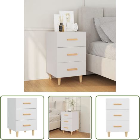 SKM Table de chevet Blanc 40x40x66 cm Bois d'ingénierie (1/5)
