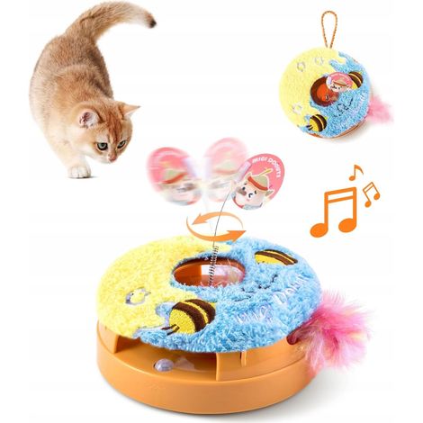 Juguete interactivo eléctrico para gatos con forma de rosquilla y pluma giratoria. (1/3)