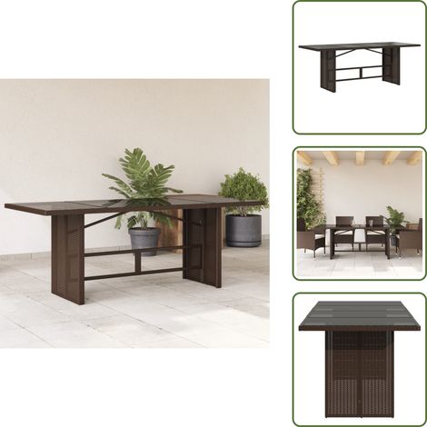 Acciaio verniciato - vidaXL Tavolo Giardino Piano Vetro Marrone 190x80x74cm Polyrattan - Mobili da esterno