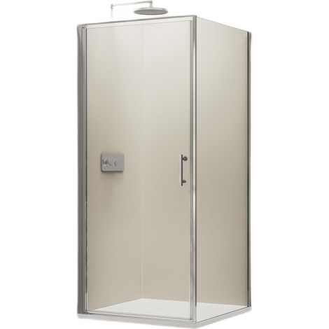 Bernstein – Eckdusche 100x100cm – 8mm ESG-Sicherheitsglas mit Nanobeschichtung – Hebe-Senk-Drehtür – Aluminiumprofil in Chrom – Fronteinstieg (1/5)