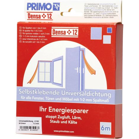 Primo Universaldichtung Densa 12 braun, für Türen + Fenster, 6 Meter Türdichtungen & Fensterdichtungen