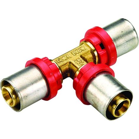 RACCORDO A T INTERMEDIO RIDOTTO PER TUBO MULTISTRATO A PRESSARE MODELLO AL-COBRAPEX Ø32X26X32   TIEMME RACCORDERIE SPA