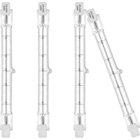 Bombillas halógenas ecológicas R7S de 118 mm, 400 W, 230 V, 3100 lm, luz blanca cálida de 2700 K, tipo J, para iluminación de trabajo, seguridad, exteriores y alumbrado público (paquete de 4) [Clase e (1/5)