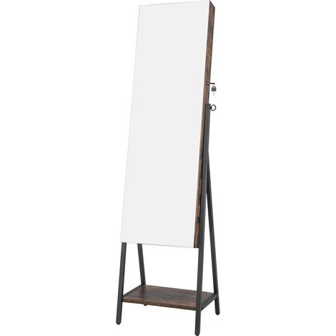 Grand Rangement Bijoux et Maquillage Psyché Armoire à Bijoux pour Chambre et Dressing Miroir sans Cadre Pieds Métal (1/5)