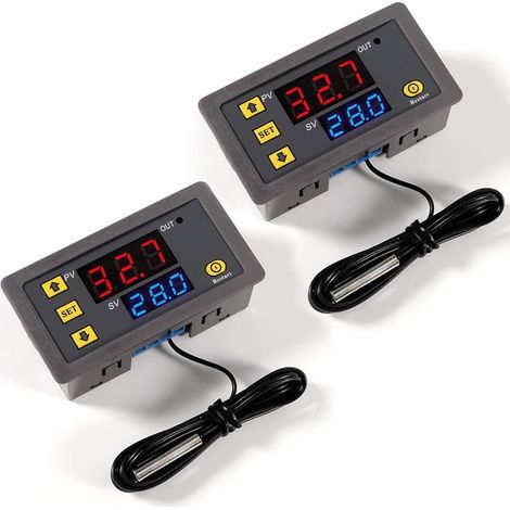 Lot de 2 thermostats numériques W3230 AC 110V-220V avec affichage LED et sonde NTC 10K (1/5)