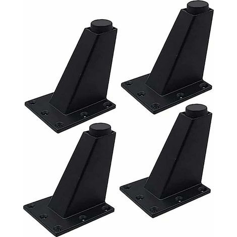 Pieds de meuble de rechange réglables en alliage d'aluminium - Pieds en métal noir - Pieds de meubles en métal pour pieds de table de canapé-lit Pieds d'armoire Pieds de table (8 cm Noir) 4 pcs (1/5)