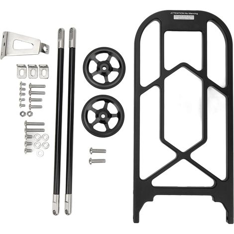 Porte-bagages arrière pliable pour vélo Brompton, alliage d'aluminium haute résistance, support de chargement avec roues, couleur noire (1/5)