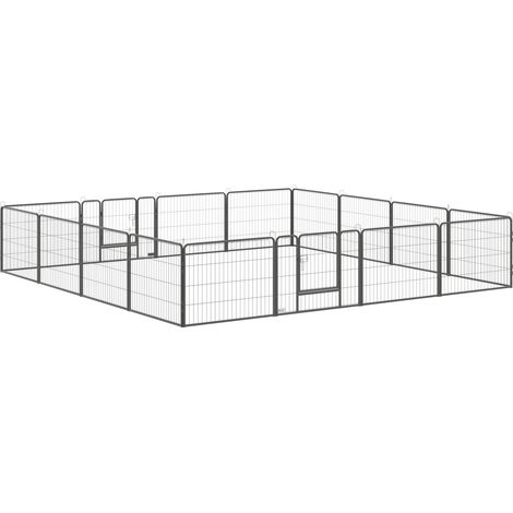 Recinto modulare per cani in acciaio, 60 cm, 16 segmenti, 2 porte (1/4)