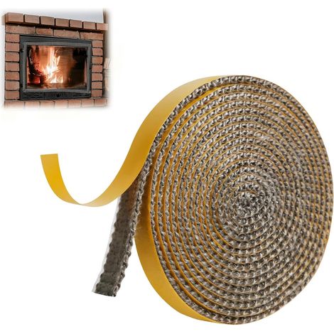 Self-Adhesive Fireplace Insert Seal 3 mm x 10 mm x 3 m, Self-Adhesive Braided Seals, Wood Stove Seals, Wood Stove Glass Seals for Stove/Fireplace/Stove Tube (1/5)