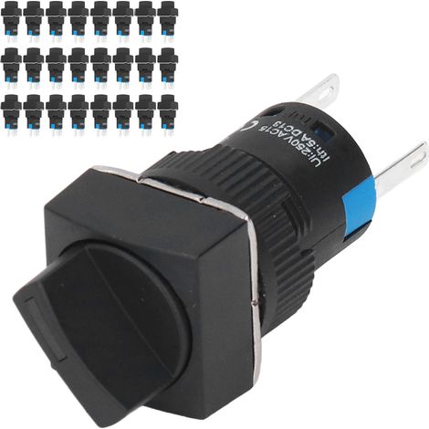 Interrupteur rotatif à bouton lumineux auto-verrouillant 16mm, modèle BERM/BEM-LA16-11XD/21-F, 25 pièces, 24V rouge, sélecteur carré à 2 positions. (1/5)