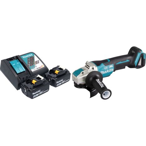 Smerigliatrice angolare a batteria Makita DGA 520 RGX1 18 V 125 mm X-LOCK Brushless + 2x batteria ricaricabile 6,0 Ah + caricabatterie