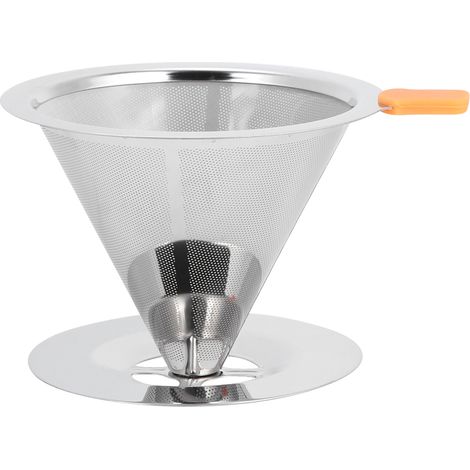 304 Stainless Steel Integrated Coffee Filter Paperless Reusable Coffee Filter with Handle (1/5)
