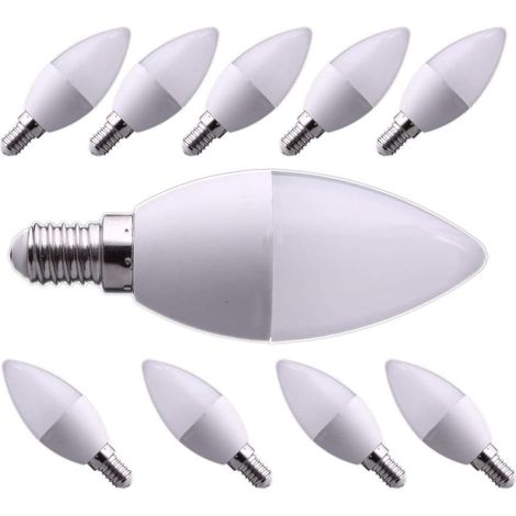 Filiyano-10 ampoules LED 7W E14 C37 équivalent à 60W, angle de faisceau de 330°, lumière blanche neutre 4200K. Parfaites pour les salons. (1/5)