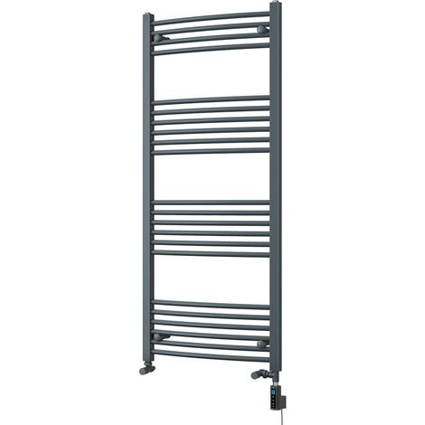 Zennor - Anthracite Dual Fuel Towel Rail H1400mm x W600mm Thermostatic WIFI - Curved (1/3)