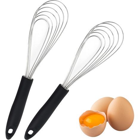 Lot De 2 Fouets Cuisine De Fouets En Acier Inoxydable Et Silicone Antiadhésif,27cm Fouet Acier Inoxydable, Mousseur à œufs Pour La Cuisson, Le Mélange (1/5)