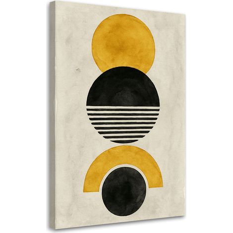 Quadro su tela, Cerchi geometrici Seppia - 80x120 (1/3)