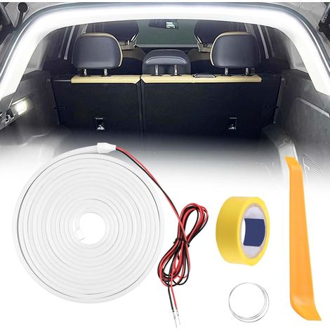 Dynamic Flowing Car Trunk Light Strip, 4M Led Voiture Interieur pour Tronc, Led Interieur Voiture Bande de Voiture à Découper Flexible, Décoration D'éclairage Intérieur pour SUV et Fourgonnettes(Blanc
