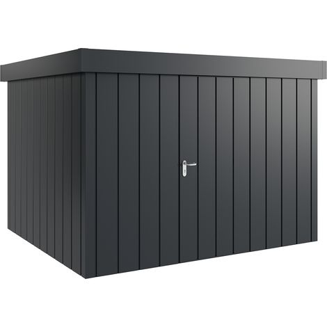 Hörmann Metall-Gerätehaus "Juno" mit Flachdach, JFD13 - Modern, 310 x 262 cm (B x T), anthrazit, 1-flüglige Tür, Anschlag rechts (1/5)