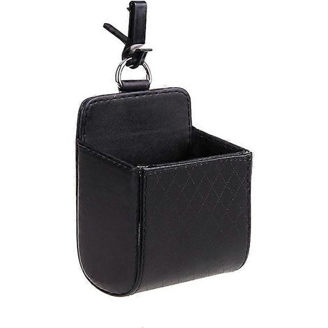 Sac de rangement pour voiture, organisateur de tableau de bord suspendu en cuir avec grille d'aération, porte-lunettes et porte-téléphone, accessoires de voiture (noir)
