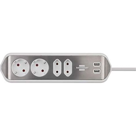 Brennenstuhl 1153590420 regleta plata blanca 4 tomas USB (1/5)