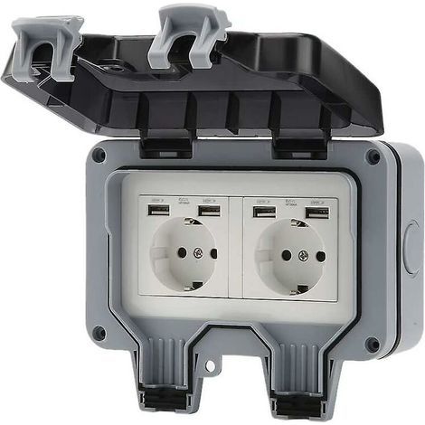 Garden Socket Outdoor Socket 16A USB Wall Socket Rainproof Charging Socket