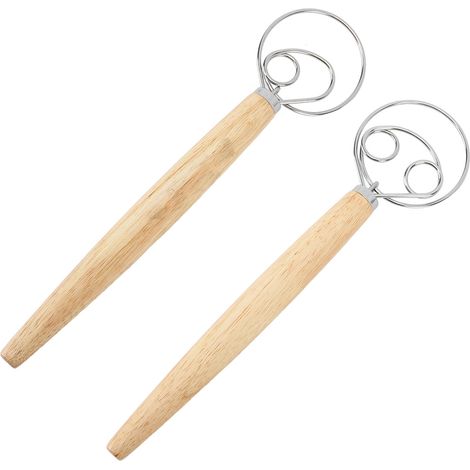 Teigschaber aus Edelstahl im dänischen Stil mit Holzgriff, robust und rostfrei Brotbesen nach holländischer Art mit Schaber ein- und zweiflügelige Schneebesen und Schaber (1/5)