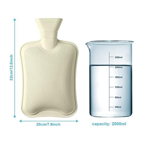 Bouillotte 2 L - Bouillotte Eau Chaude Avec Housse Peluche Ultra Douce Thermos Amovible Et Lavable Caoutchouc Réchauffer Corps Peut Soulager (1/5)