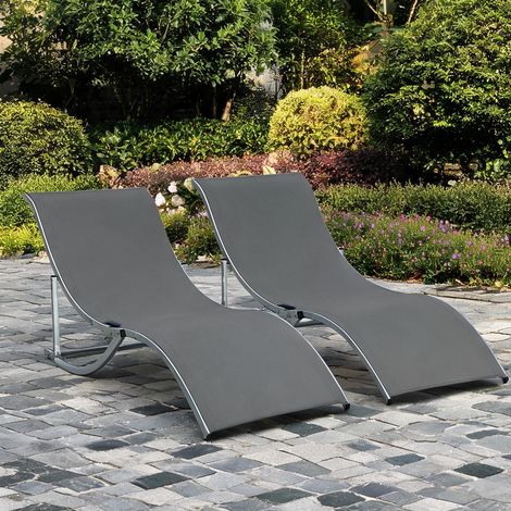 Transat pliable en aluminium 165 x 61 x 63 cm (1/5)