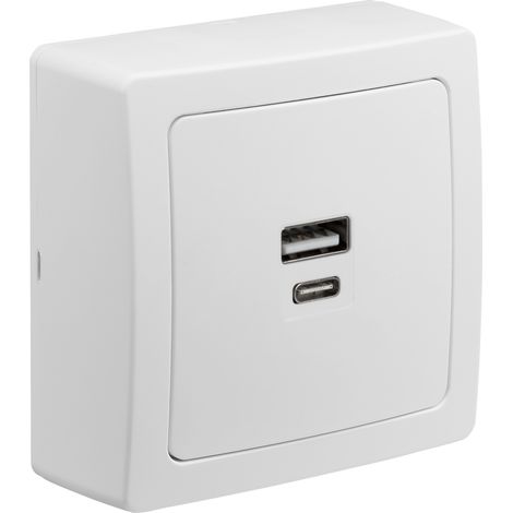 DEBFLEX - BLOK PRISE USB DOUBLE A+C 3.1A SAILLIE BLANC