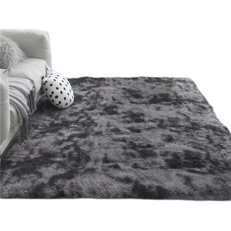 Tapis moderne à poils longs et doux, gris, 200 x 300 cm, synthétique, antidérapant, pour salon (1/5)
